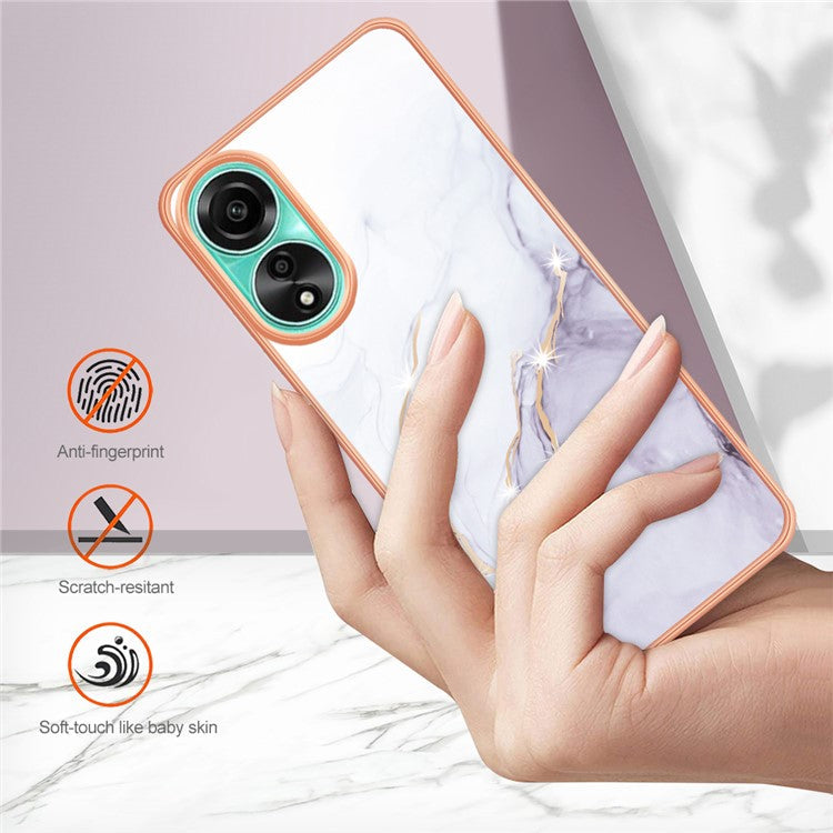 YB IMD Series-2 For Oppo A78 4G Electroplated Marble Phone Case IMD TPU Anti-Scratch Cover - White 006