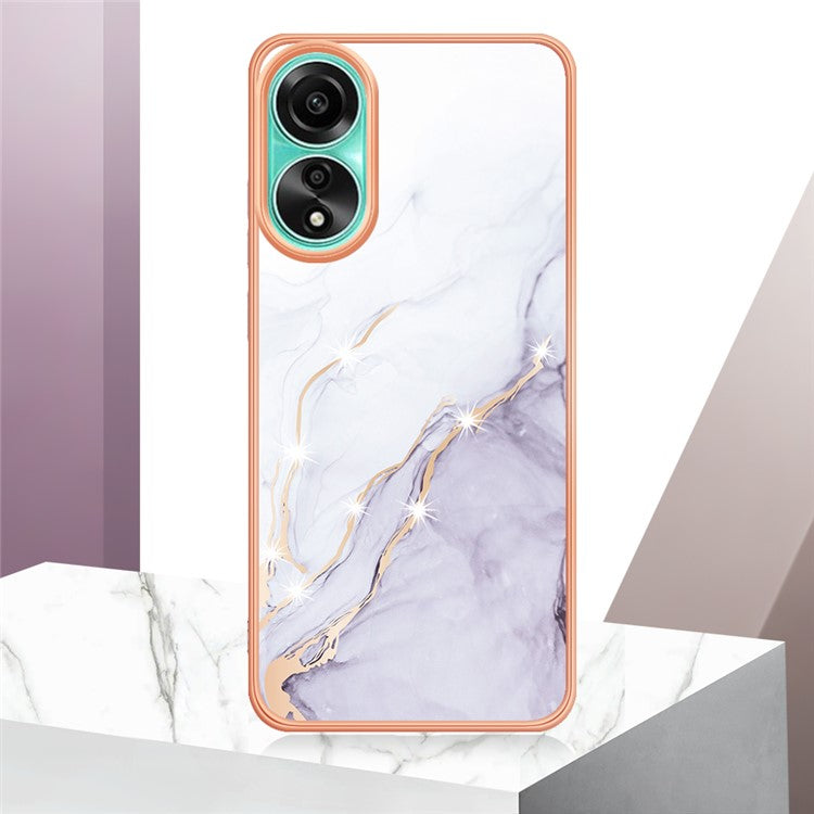 YB IMD Series-2 For Oppo A78 4G Electroplated Marble Phone Case IMD TPU Anti-Scratch Cover - White 006