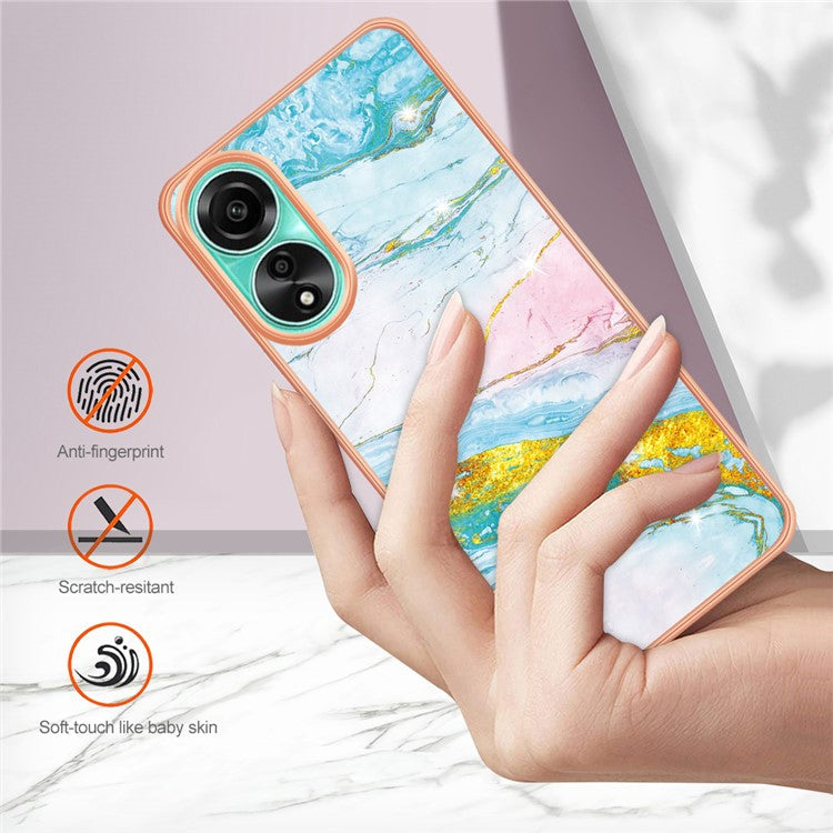 YB IMD Series-2 For Oppo A78 4G Electroplated Marble Phone Case IMD TPU Anti-Scratch Cover - Green 004