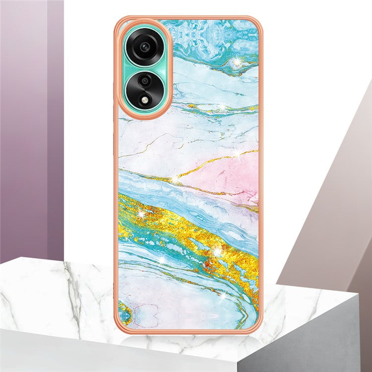 YB IMD Series-2 For Oppo A78 4G Electroplated Marble Phone Case IMD TPU Anti-Scratch Cover - Green 004