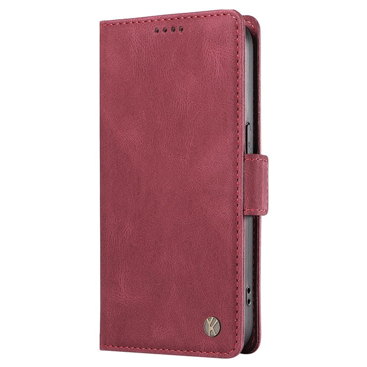 YIKATU YK-005 For Oppo A78 4G PU Leather Wallet Phone Case Skin-touch Stand Flip Cover - Wine Red