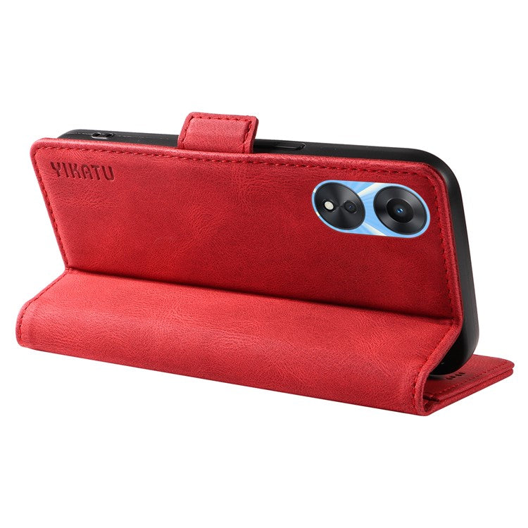 YIKATU YK-005 PU Leather Folio Cover for Oppo A58 5G / A78 5G , Skin-touch Wallet Stand Phone Case - Red