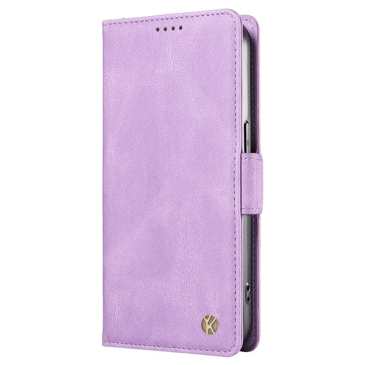 YIKATU YK-005 For Oppo A17 4G PU Leather Skin-touch Phone Case Wallet Stand Shockproof Cover - Purple