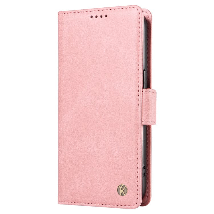 YIKATU YK-005 For Oppo A17 4G PU Leather Skin-touch Phone Case Wallet Stand Shockproof Cover - Pink