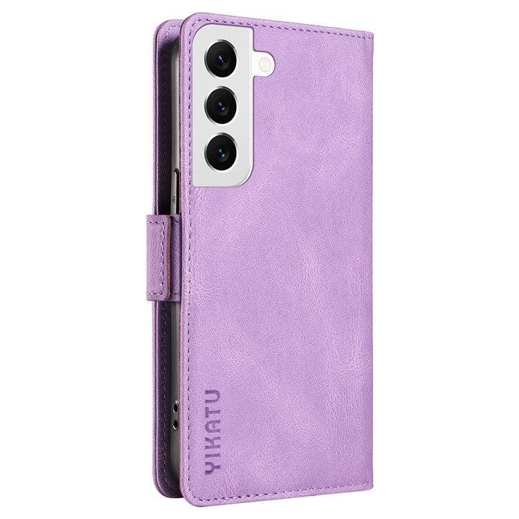 YIKATU YK-005 For Samsung Galaxy S21 FE 5G Stand Wallet Case Skin-touch Leather Phone Cover - Purple
