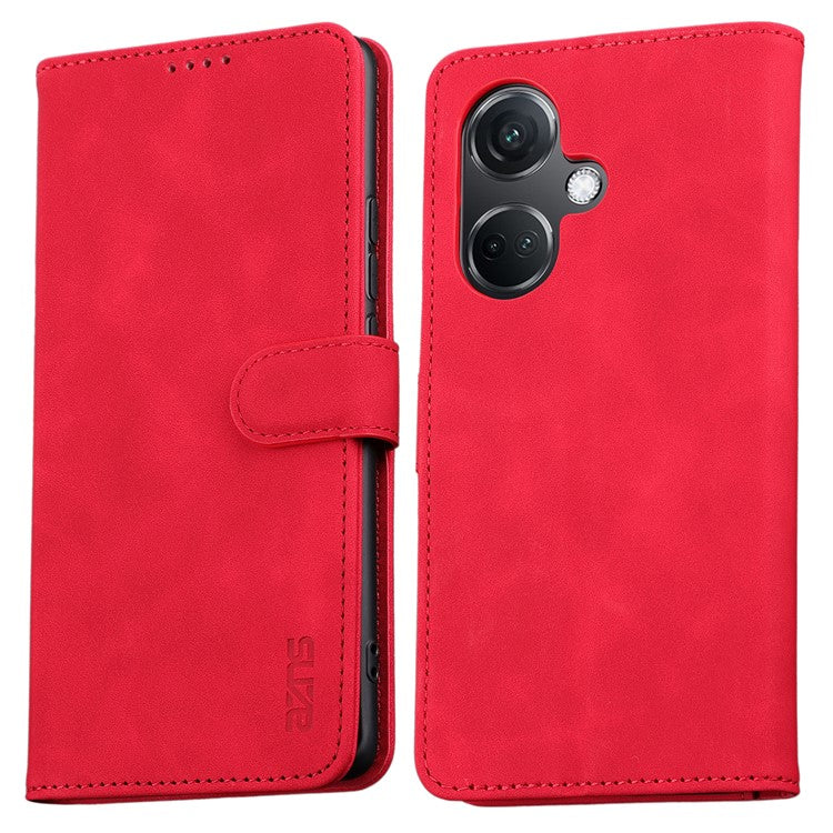 AZNS For OnePlus Nord CE3 5G / Oppo K11 5G PU Leather Cell Phone Case Slim-Fit Shell Stand Wallet Phone Cover - Red