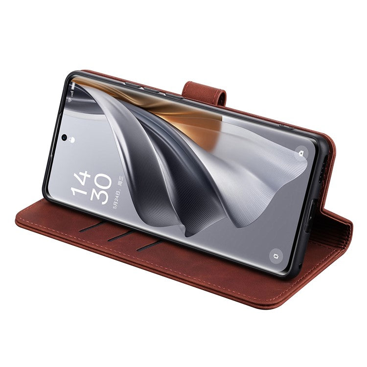 AZNS For OnePlus Nord CE3 5G / Oppo K11 5G PU Leather Cell Phone Case Slim-Fit Shell Stand Wallet Phone Cover - Rose Gold