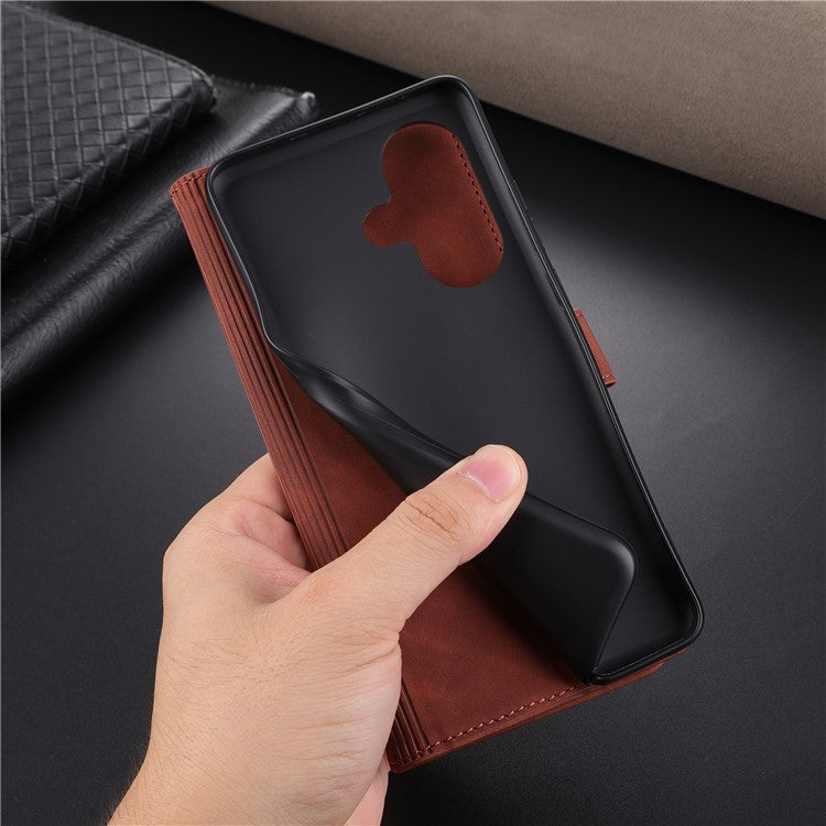 AZNS For OnePlus Nord CE3 5G / Oppo K11 5G PU Leather Cell Phone Case Slim-Fit Shell Stand Wallet Phone Cover - Rose Gold