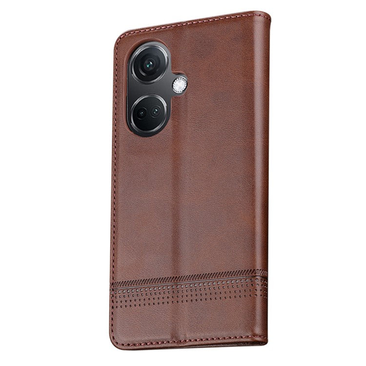 AZNS For Oppo K11 5G / OnePlus Nord CE3 5G Cellphone Cover PU Leather Flip Wallet Stand Case Phone Shell - Coffee