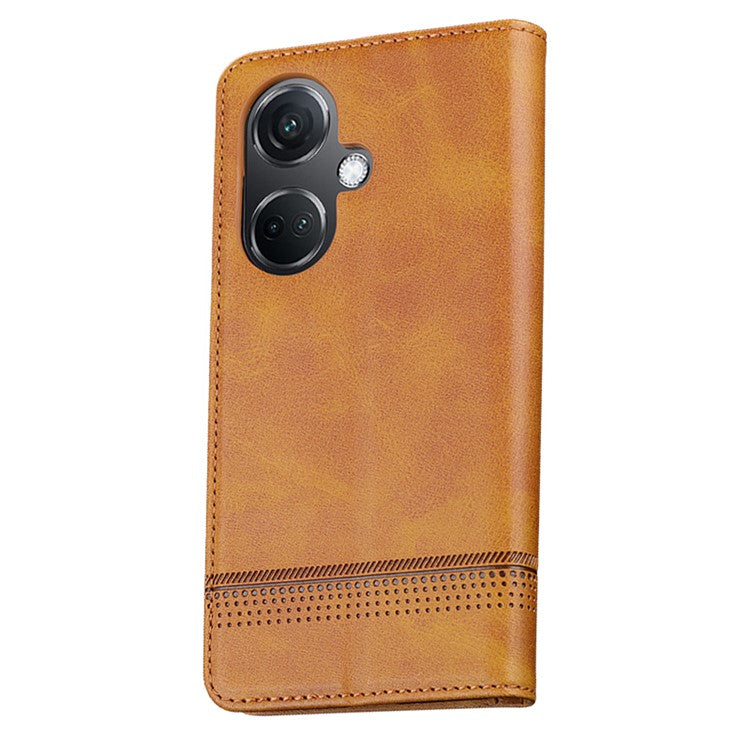 AZNS For Oppo K11 5G / OnePlus Nord CE3 5G Cellphone Cover PU Leather Flip Wallet Stand Case Phone Shell - Brown