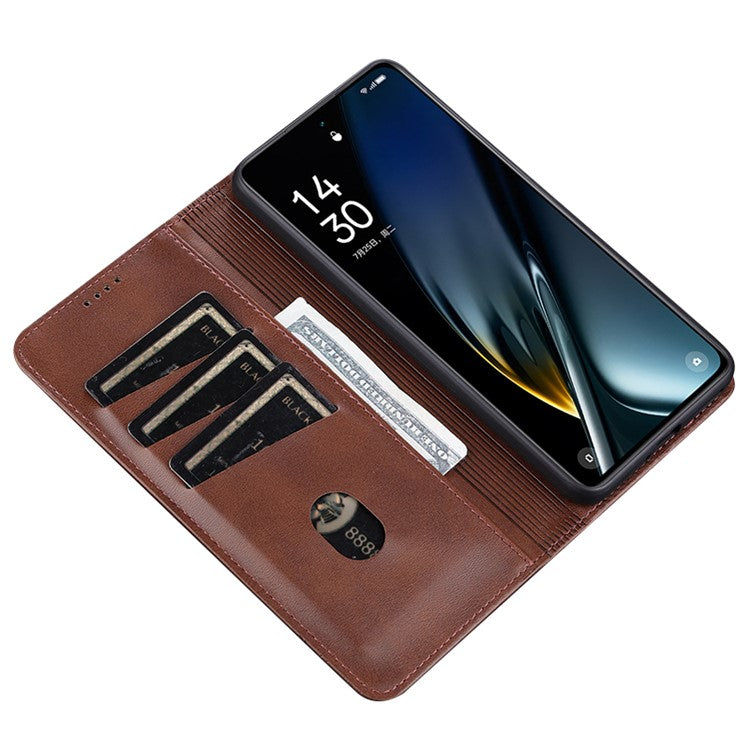AZNS For Oppo K11 5G / OnePlus Nord CE3 5G Cellphone Cover PU Leather Flip Wallet Stand Case Phone Shell - Red