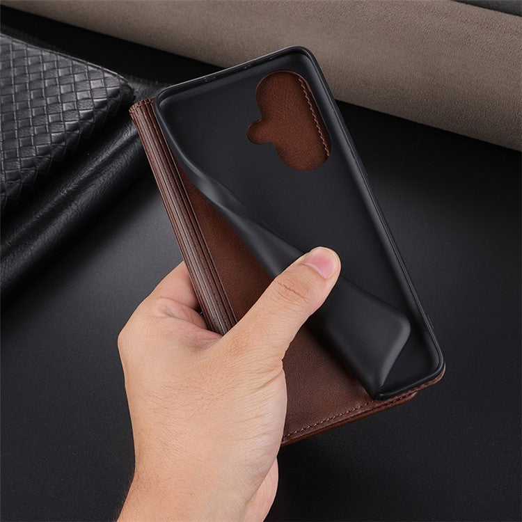 AZNS For Oppo K11 5G / OnePlus Nord CE3 5G Cellphone Cover PU Leather Flip Wallet Stand Case Phone Shell - Red
