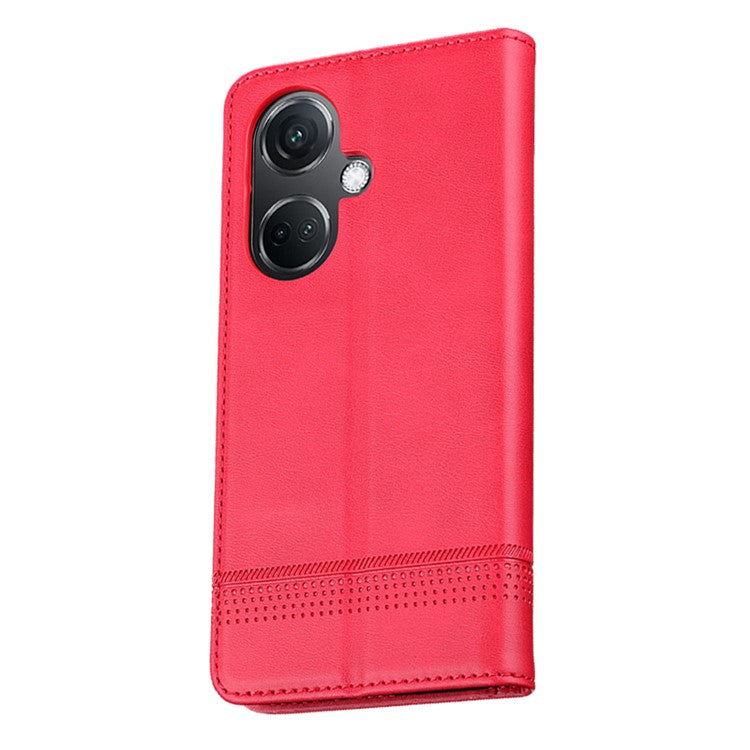 AZNS For Oppo K11 5G / OnePlus Nord CE3 5G Cellphone Cover PU Leather Flip Wallet Stand Case Phone Shell - Red