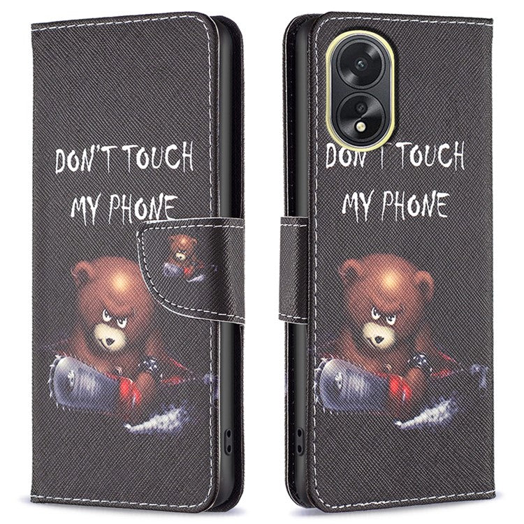 PU Leather Phone Cover for Oppo A38 4G , Pattern Printing Phone Case with Stand Wallet - Bear