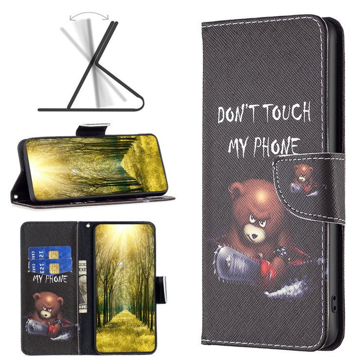 PU Leather Phone Cover for Oppo A38 4G , Pattern Printing Phone Case with Stand Wallet - Bear