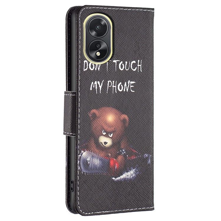 PU Leather Phone Cover for Oppo A38 4G , Pattern Printing Phone Case with Stand Wallet - Bear