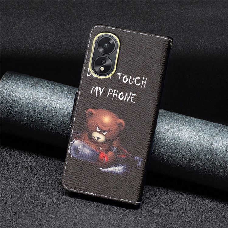 PU Leather Phone Cover for Oppo A38 4G , Pattern Printing Phone Case with Stand Wallet - Bear