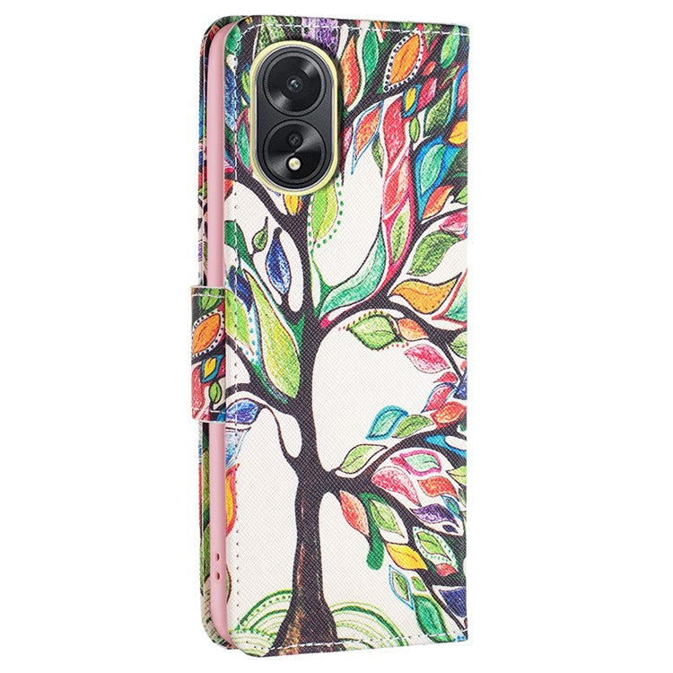 PU Leather Phone Cover for Oppo A38 4G , Pattern Printing Phone Case with Stand Wallet - Life Tree
