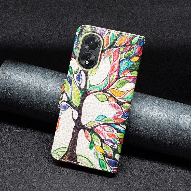 PU Leather Phone Cover for Oppo A38 4G , Pattern Printing Phone Case with Stand Wallet - Life Tree