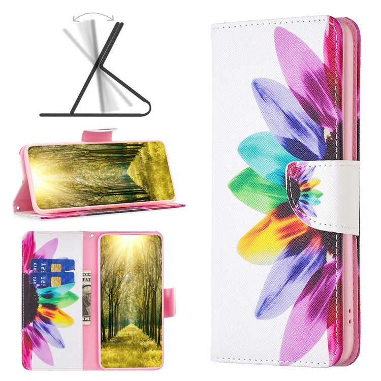PU Leather Phone Cover for Oppo A38 4G , Pattern Printing Phone Case with Stand Wallet - Sunflower