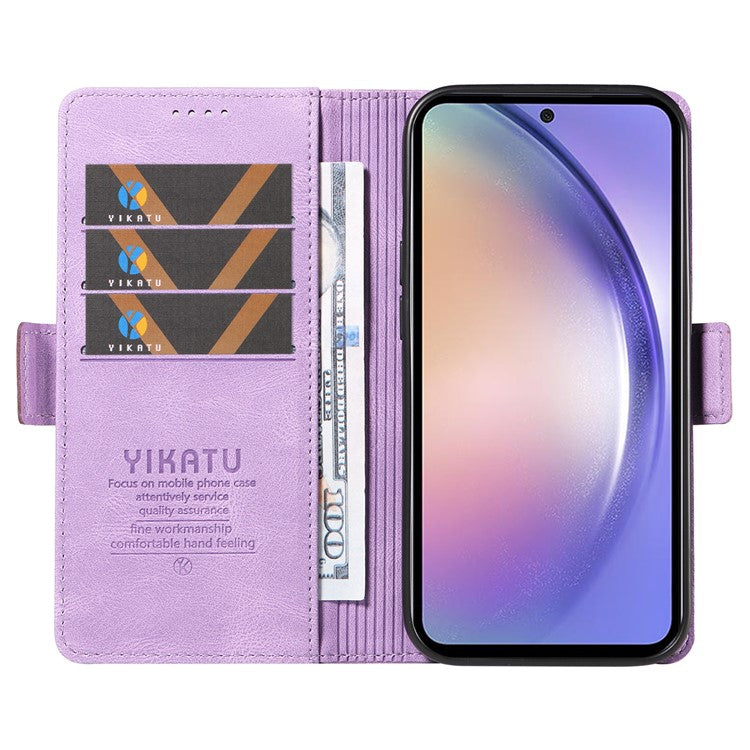 YIKATU YK-005 For Samsung Galaxy A54 5G Phone Case PU Leather Skin-touch Wallet Stand Shell Cover - Purple