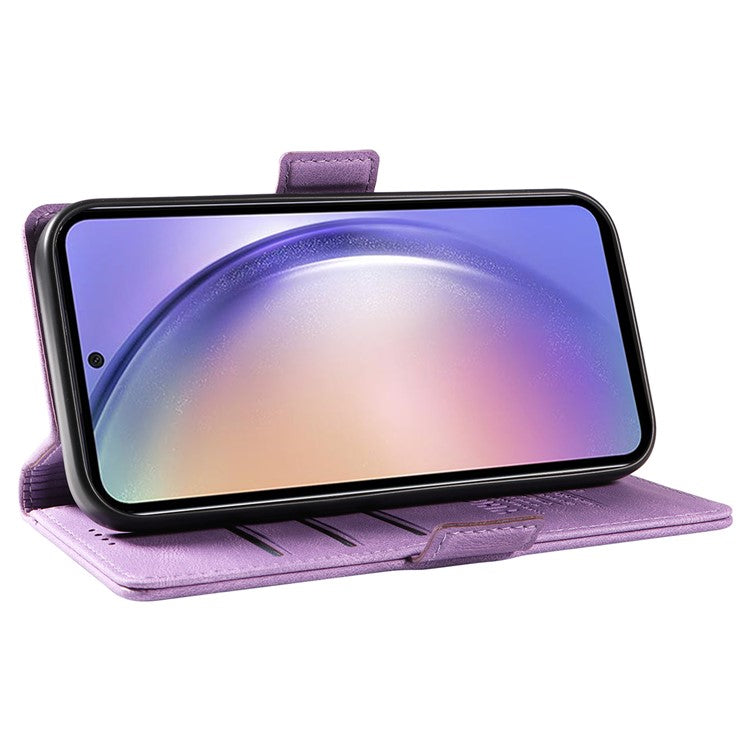 YIKATU YK-005 For Samsung Galaxy A54 5G Phone Case PU Leather Skin-touch Wallet Stand Shell Cover - Purple