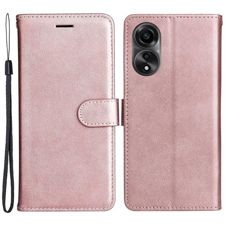 KT Leather Series-2 For Oppo A78 4G Wallet PU Leather Case Solid Color Stand Protective Phone Cover - Rose Gold