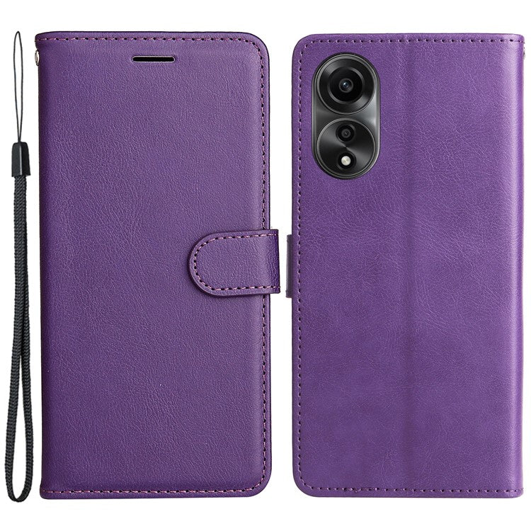 KT Leather Series-2 For Oppo A78 4G Wallet PU Leather Case Solid Color Stand Protective Phone Cover - Purple