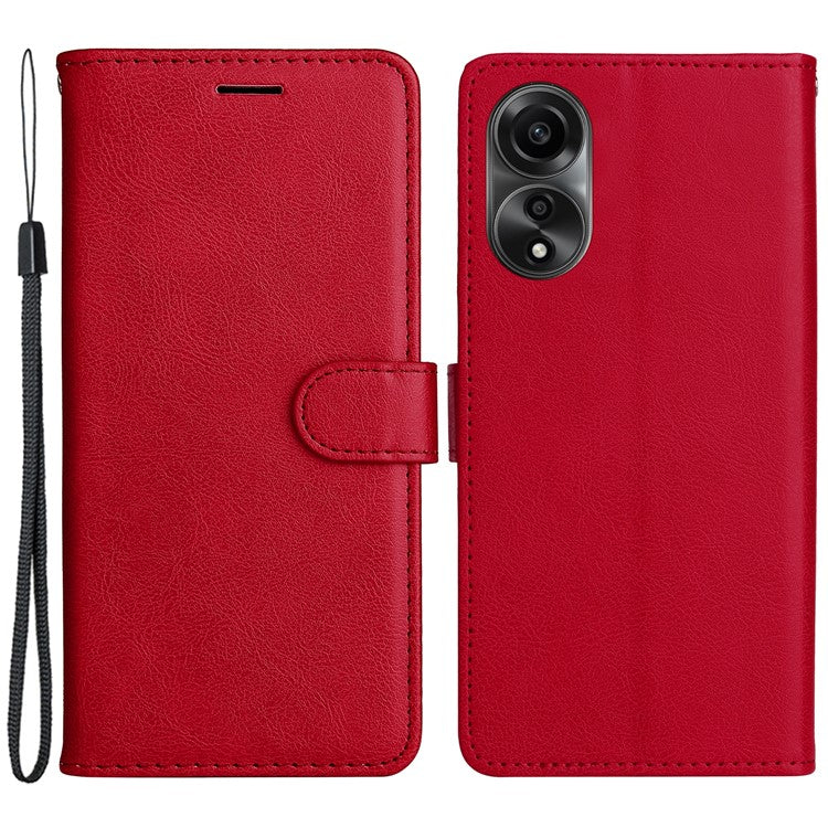 KT Leather Series-2 For Oppo A78 4G Wallet PU Leather Case Solid Color Stand Protective Phone Cover - Red