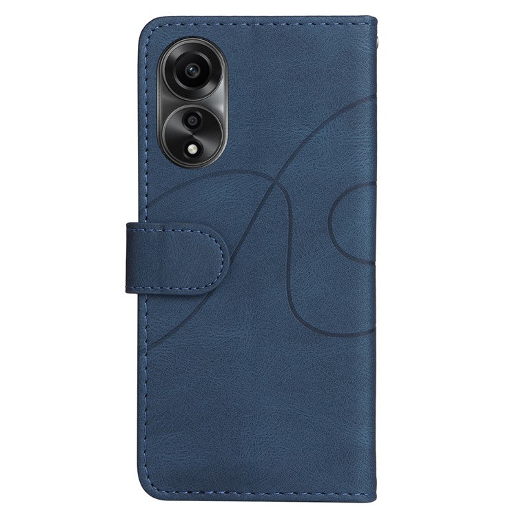 KT Leather Series-1 Dual-color Splicing Wallet Case for Oppo A78 4G , PU Leather Stand Phone Cover - Blue
