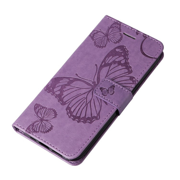 KT Imprinting Flower Series-2 For Oppo Reno10 5G (Global) / Reno10 Pro 5G (Global) Wallet Phone Case Imprinted Butterfly Leather Stand Cover - Purple