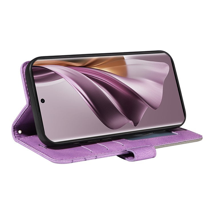 KT Leather Series-1 for Oppo Reno10 5G (Global) / Reno10 Pro 5G (Global) Wallet Leather Phone Case Dual-color Splicing Stand Cover - Light Purple