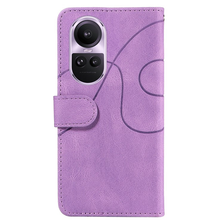 KT Leather Series-1 for Oppo Reno10 5G (Global) / Reno10 Pro 5G (Global) Wallet Leather Phone Case Dual-color Splicing Stand Cover - Light Purple