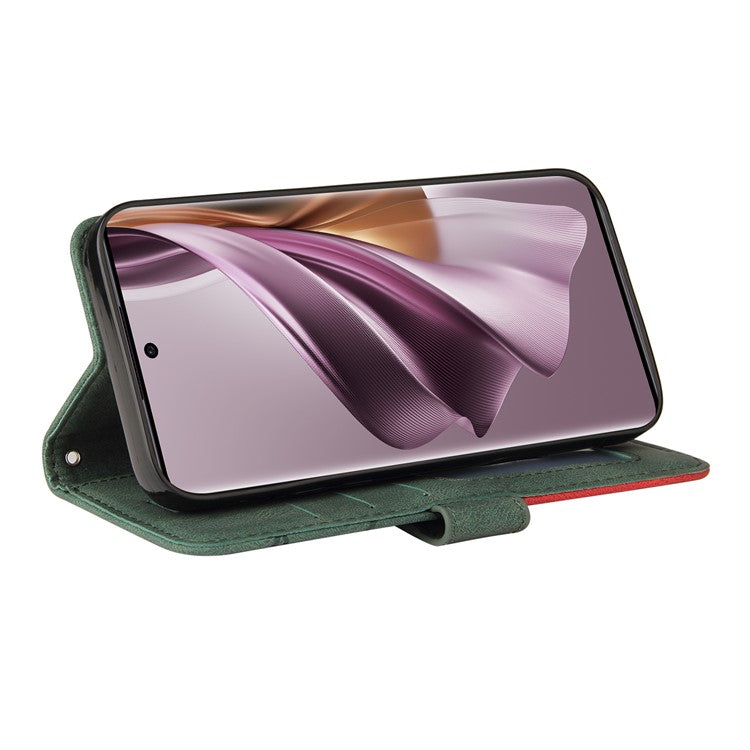 KT Leather Series-1 for Oppo Reno10 5G (Global) / Reno10 Pro 5G (Global) Wallet Leather Phone Case Dual-color Splicing Stand Cover - Green