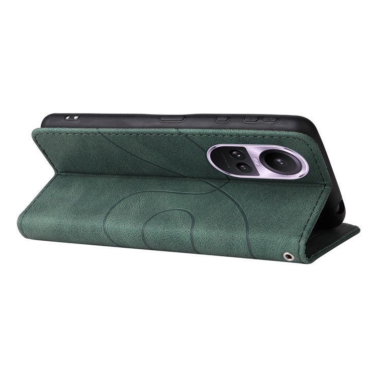 KT Leather Series-1 for Oppo Reno10 5G (Global) / Reno10 Pro 5G (Global) Wallet Leather Phone Case Dual-color Splicing Stand Cover - Green