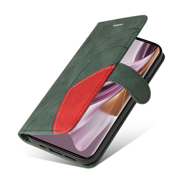 KT Leather Series-1 for Oppo Reno10 5G (Global) / Reno10 Pro 5G (Global) Wallet Leather Phone Case Dual-color Splicing Stand Cover - Green