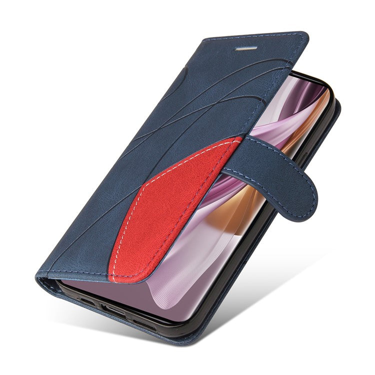 KT Leather Series-1 for Oppo Reno10 5G (Global) / Reno10 Pro 5G (Global) Wallet Leather Phone Case Dual-color Splicing Stand Cover - Blue