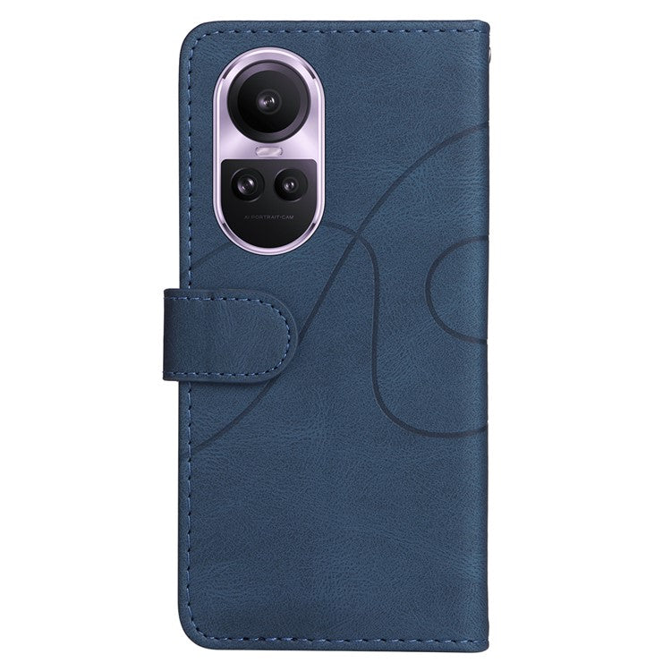 KT Leather Series-1 for Oppo Reno10 5G (Global) / Reno10 Pro 5G (Global) Wallet Leather Phone Case Dual-color Splicing Stand Cover - Blue