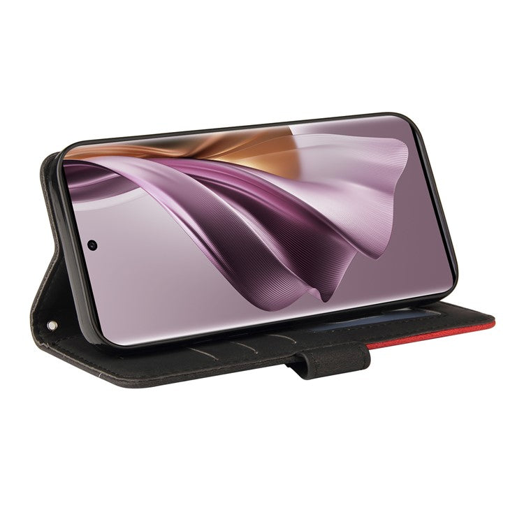 KT Leather Series-1 for Oppo Reno10 5G (Global) / Reno10 Pro 5G (Global) Wallet Leather Phone Case Dual-color Splicing Stand Cover - Black