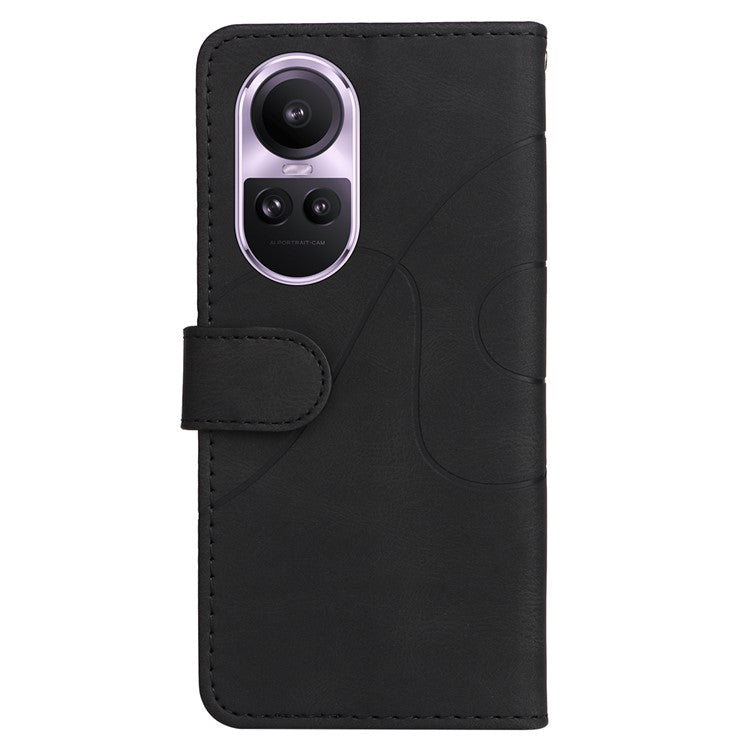 KT Leather Series-1 for Oppo Reno10 5G (Global) / Reno10 Pro 5G (Global) Wallet Leather Phone Case Dual-color Splicing Stand Cover - Black