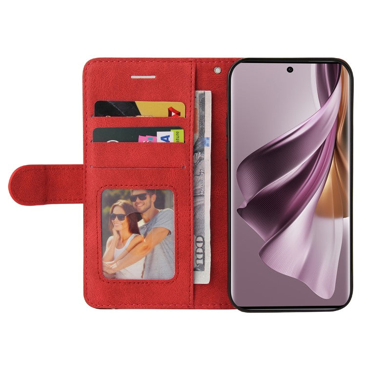 KT Leather Series-1 for Oppo Reno10 5G (Global) / Reno10 Pro 5G (Global) Wallet Leather Phone Case Dual-color Splicing Stand Cover - Red