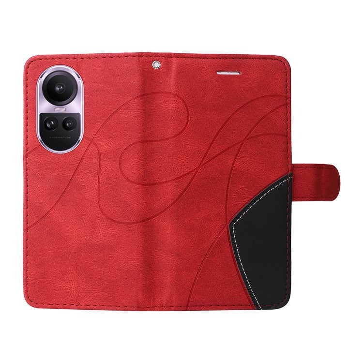KT Leather Series-1 for Oppo Reno10 5G (Global) / Reno10 Pro 5G (Global) Wallet Leather Phone Case Dual-color Splicing Stand Cover - Red