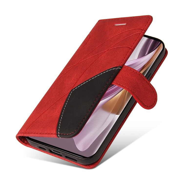 KT Leather Series-1 for Oppo Reno10 5G (Global) / Reno10 Pro 5G (Global) Wallet Leather Phone Case Dual-color Splicing Stand Cover - Red