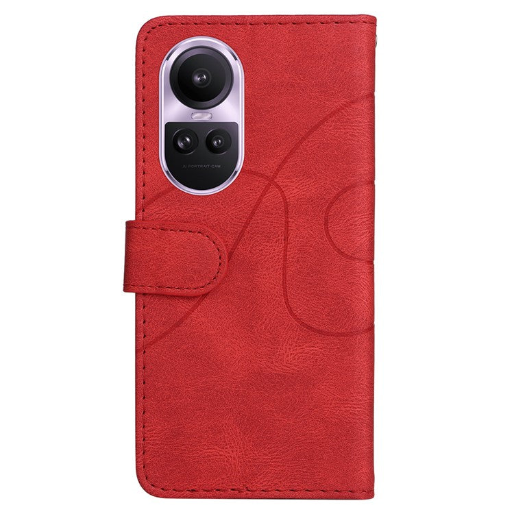 KT Leather Series-1 for Oppo Reno10 5G (Global) / Reno10 Pro 5G (Global) Wallet Leather Phone Case Dual-color Splicing Stand Cover - Red