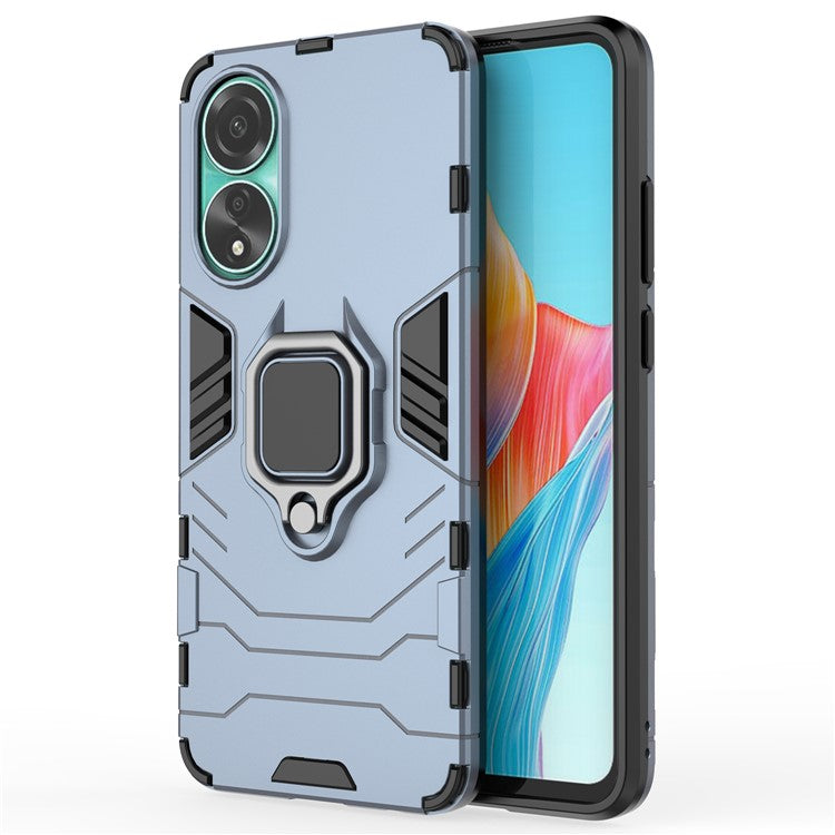Protective Case for Oppo A78 4G , Shockproof TPU+PC Ring Holder Kickstand Phone Cover - Blue