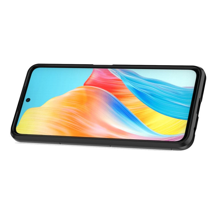 Protective Case for Oppo A58 4G , Fall Protection TPU+PC Ring Holder Kickstand Phone Cover - Black