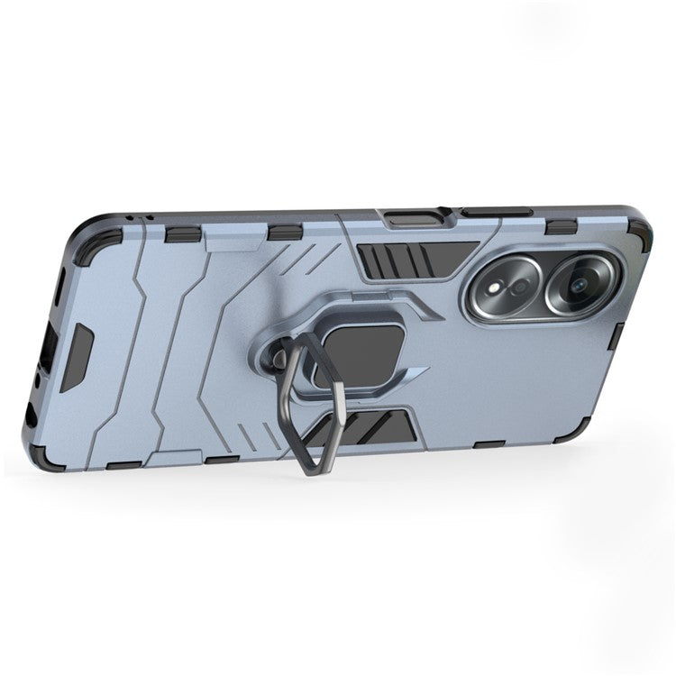 Protective Case for Oppo A58 4G , Fall Protection TPU+PC Ring Holder Kickstand Phone Cover - Blue