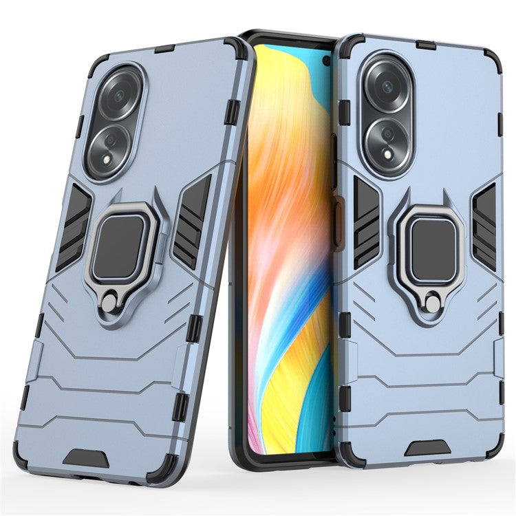 Protective Case for Oppo A58 4G , Fall Protection TPU+PC Ring Holder Kickstand Phone Cover - Blue