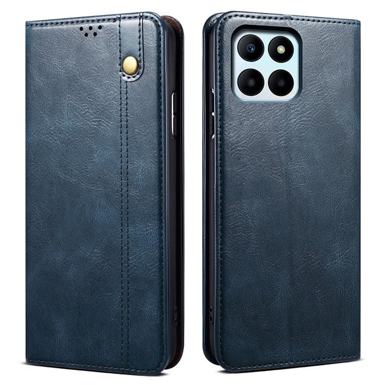 Leather Case for Honor X8 5G / X6 4G / X6s 4G / 70 Lite 5G / Play 30M Stand Wallet Waxy Crazy Horse Texture Phone Cover - Blue