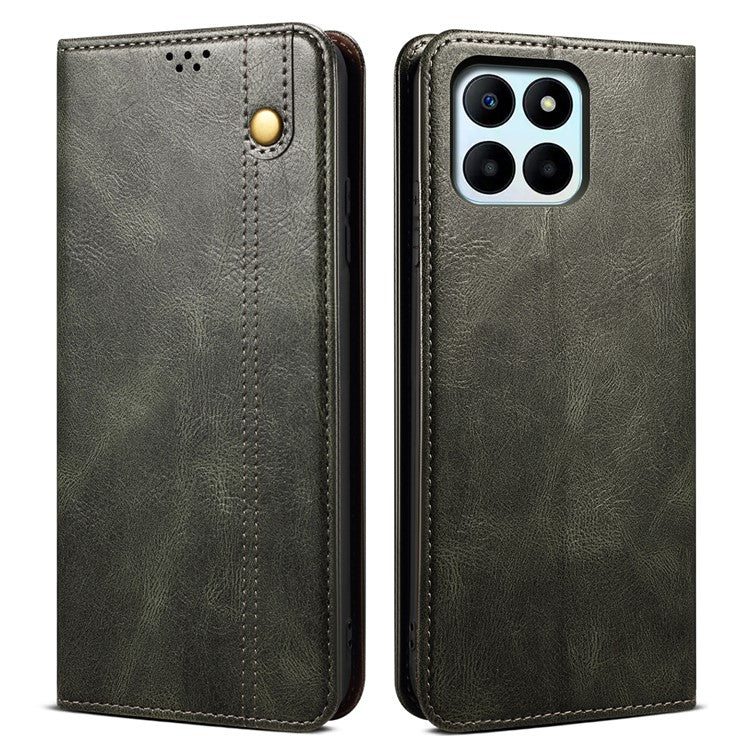 Leather Case for Honor X8 5G / X6 4G / X6s 4G / 70 Lite 5G / Play 30M Stand Wallet Waxy Crazy Horse Texture Phone Cover - Green